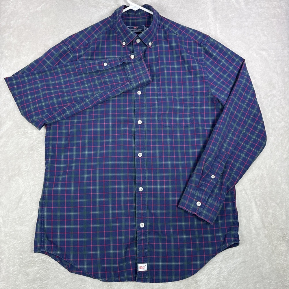 Vineyard Vines Mens Shirt Medium Classic Fit Murray Plaid Button Up Long Sleeved